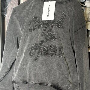 Acne Studios XXS Gray Faded Hoodie "Cupid in Chains"